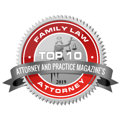 Logo recognizing Alatsas Law Firm by Attorney and Practice Magazine for Family Law in 2019